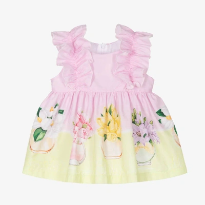 Balloon Chic Baby Girls Pink Cotton Flower Print Dress