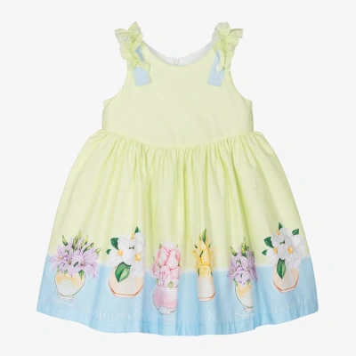 Balloon Chic Kids' Girls Green Cotton Flower Print Dress