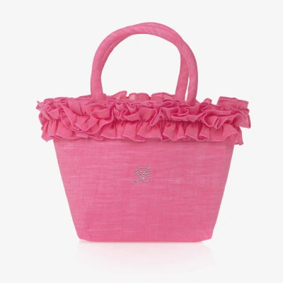 Balloon Chic Kids' Girls Pink Ruffle Handbag (22cm) In Brown