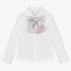 BALLOON CHIC GIRLS WHITE COTTON POPLIN SHIRT