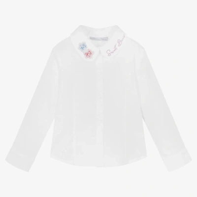 Balloon Chic Babies' Girls White Cotton Shirt