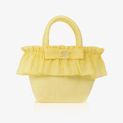 Balloon Chic Kids' Girls Yellow Ruffle Handbag (22cm) In Brown