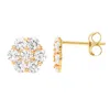 Ballstudz 14k Yellow Gold 7mm Cz Flower Stud Earrings, With Pushback, Women's, Unisex In Multi