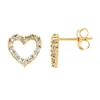 Ballstudz 14k Yellow Gold 8mm Cz Open Heart Stud Earrings, With Pushback, Women's, Unisex In Multi