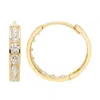 Ballstudz 14k Yellow Gold Dainty Cz Huggie Earrings, 3x15mm, With Endless Back, Women's, Unisex In Gold