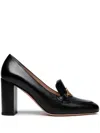Bally Black Gold-tone Chain Leather Pumps In Black