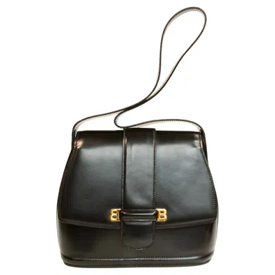 Pre-owned Bally 1990s  Black Leather Double B Shoulder Bag
