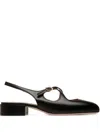 Bally Sandals Leather Slingback Square Toe In Black