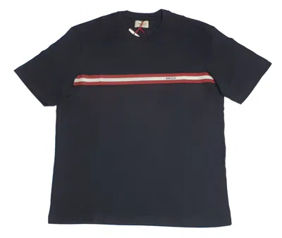 Bally 6233733 Men's Black 100% Cotton Striped Logo T-shirt