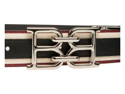 Bally 6239300 Men's B Chain Black Leather Adjustable Reversible Belt
