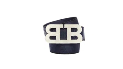 Bally 6239334 Men's Mirror Buckle Reversible Midnight Blue Belt In Black