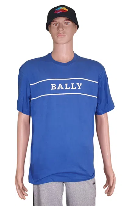 Bally 6301279 Men's Royal Blue Cotton Printed Logo T-shirt