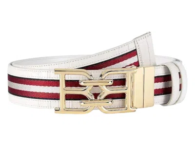 Bally 6300012 Men's B Chain White Leather Adjustable Reversible Belt