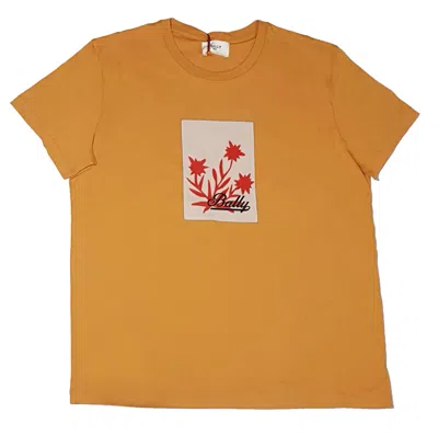 Bally 6301241 Unisex Marigold 100% Cotton Logo T-shirt In Gold