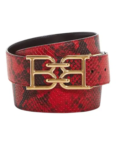 Bally 6302283 Mirror B Reversible Snake Embossed Leather Red/black Belt In Orange