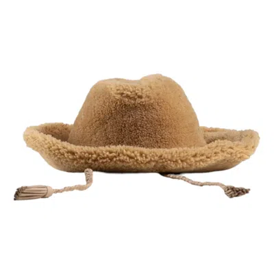 Bally 6302896 Camel Shearling Western Hat In Brown
