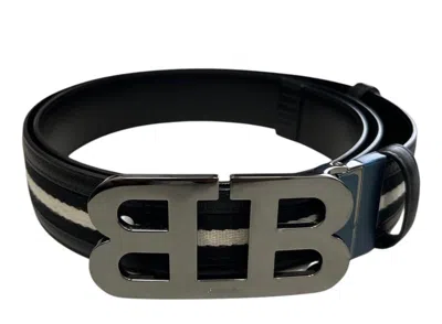 Bally 6303775 Mirror B Reversible Leather Striped/black Belt In Multi
