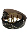 Bally 6305266 Buckle Python-embossed Leather Multiblack Belt In Multi