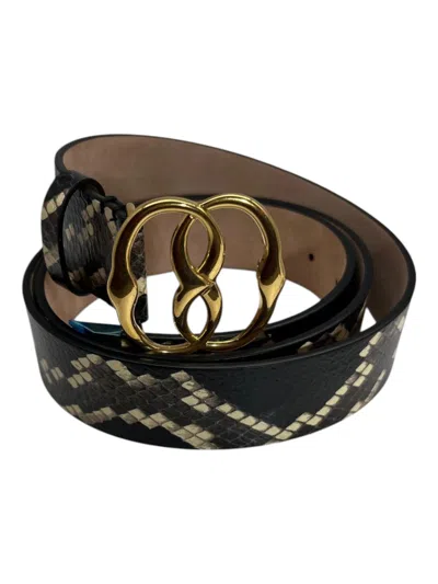 Bally 6305266 Buckle Python-embossed Leather Multiblack Belt In White