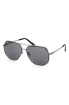 Bally 63mm Oversize Pilot Sunglasses In Black