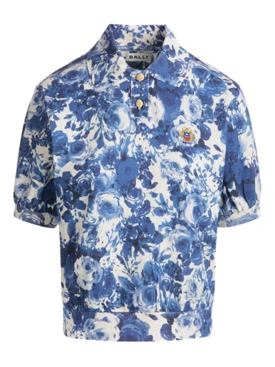 Bally Abstract-print Polo Top In 蓝色