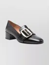 Bally Almond Toe Loafers Block Heel In Black