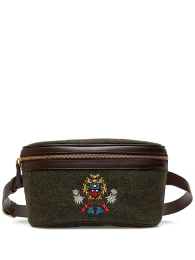 Bally Alpine Flower-embroidered Belt Bag In Green