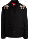 Bally Winter Capsule Jacket With Alpine Flowers In A Black Wool Blend In Schwarz