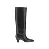 Bally Knee-high Leather Pointed Toe Mid Heel Boots In Black