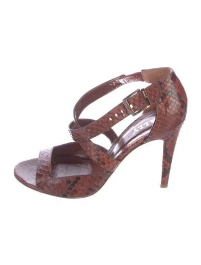 Pre-owned Bally Amarea Python Sandals In Brown