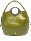 Bally Anni Moon Circular-handle Leather Tote Bag In Green