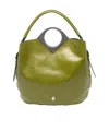 Bally Anni Moon Circular-handle Leather Tote Bag In Green