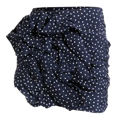 Bally Ardeola Polka-dot Ruched Mini Skirt In Blue