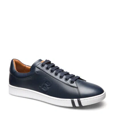Pre-owned Bally Asher 6205252 Men's Dark Navy Calf Leather Sneakers Msrp $550 In Blue