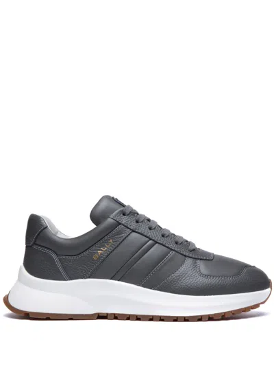 Bally Asken Leather Sneakers In Grey