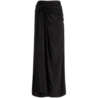 BALLY BALLY ASYMMETRIC RUFFLED SKIRT IN BLACK