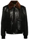 Bally Shearling-collar Leather Bomber Jacket In Black
