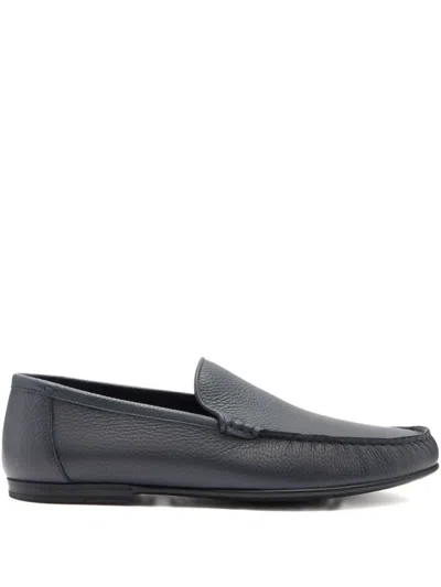 Bally Axony Grained Leather Loafers In Blue