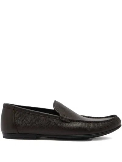 Bally Axony Grained Leather Loafers In Brown