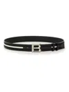 Bally Adjustable Logo Buckle Belt With Stripe Detail In Black