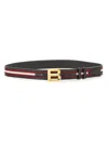 Bally Adjustable Striped Leather Belt Loop In Brown