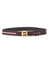 Bally Adjustable Striped Leather Belt Loop In Brown