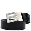 Bally B Bold Palladium Buckle Leather Belt In Black