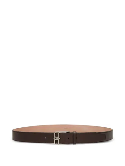 Bally B-logo Buckle Leather Belt In Brown