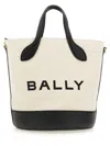 Bally Structured Bucket Bag With Dual Handles And Adjustable Strap In Powder