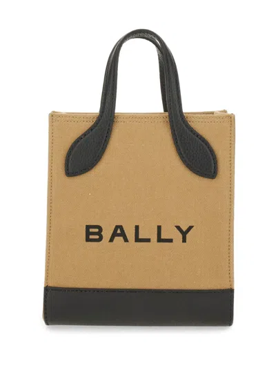 Bally Structured Bag With Prominent Logo In Beige