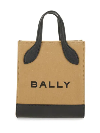 Bally Logo Tote Bag Adjustable Strap Top Handles In Brown