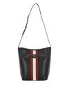 Bally Stripe-detail Shoulder Bag In Black