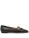 Bally Balby Leather Ballerina Flats In Black