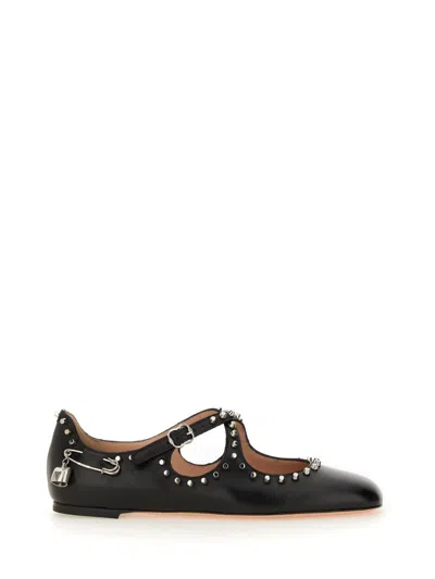 Bally Embellished Studded Leather Ballet Flats In Black